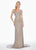 Ashley Lauren - 1451 Beaded Fringe V-Neck Dress In Gray