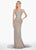 Ashley Lauren - 1451 Beaded Fringe V-Neck Dress In Gray