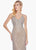 Ashley Lauren - 1451 Beaded Fringe V-Neck Dress In Gray