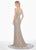 Ashley Lauren - 1451 Beaded Fringe V-Neck Dress In Gray