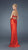 La Femme - Ravishingly Ornate Notched V-Neck Sheath Gown 14568 In Red