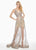 Ashley Lauren - 1457 Sequined Plunging V-Neck Dress In Silver and Neutral