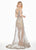 Ashley Lauren - 1457 Sequined Plunging V-Neck Dress In Silver and Neutral