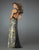 La Femme - 14588 Sleeveless Printed Ruched Long Gown in Yellow