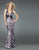 La Femme - Sensual Animal Print V-Neck Sheath Gown 14588 In Purple