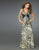 La Femme - Sensual Animal Print V-Neck Sheath Gown 14588 In Yellow