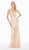 Ashley Lauren - 1459 Sparkly Beads and Sequins Sheer Evening Dress In Pink and Neutral