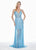 Ashley Lauren - 1459 Sparkly Beads and Sequins Sheer Evening Dress In Blue