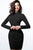 Jovani - 1460 Embellished High Neck Long Sleeve Sheath Dress In Black