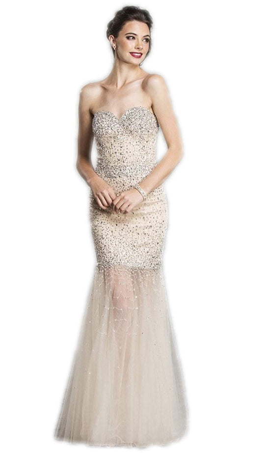 Strapless Beaded Trumpet Evening Gown