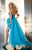 Panoply - 14618 Sequined Sweetheart High Low Dress In Blue