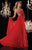 Panoply - Glittering Rhinestones and Beads Embellished One Shoulder Silky Chiffon Long Gown 14622 In Red