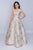 Nina Canacci - 1462 Strapless Sweetheart Metallic Floral Gown In Gold