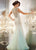 Panoply - 14647 Bateau Embellished Tulle Evening Gown In Blue and Neutral