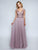 Nina Canacci - 1465 V Neckline Beaded Embellished Evening Gown In Neutral and Purple