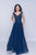 Nina Canacci - 1465 V Neckline Beaded Embellished Evening Gown In Blue