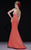 Panoply - 14690 Sheer Cap Sleeve Embellished Evening Gown In Orange