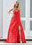 Ashley Lauren - 1470 Pleated Sweetheart A-line Dress With Slit In Red