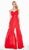 Ashley Lauren - 1470 Pleated Sweetheart A-line Dress With Slit In Red