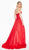 Ashley Lauren - 1470 Pleated Sweetheart A-line Dress With Slit In Red
