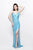 Primavera Couture - Glistening V-Neck Crisscrossed Sheath Gown 1473 in Blue