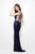 Primavera Couture Glistening V-Neck Crisscrossed Sheath Gown 1473 in Blue