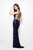 Primavera Couture - Glistening V-Neck Crisscrossed Sheath Gown 1473 in Blue