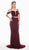 Ashley Lauren - 1473 Plunge Notched Off Shoulder Velvet Gown In Red