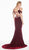 Ashley Lauren - 1473 Plunge Notched Off Shoulder Velvet Gown In Red