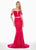Ashley Lauren - 1473 Plunge Notched Off Shoulder Velvet Gown In Pink