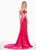Ashley Lauren - 1473 Plunge Notched Off Shoulder Velvet Gown In Pink