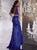 Panoply - Sparkling V-neck Laced Gown 14746 In Blue