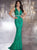 Panoply - Sparkling V-neck Laced Gown 14746 In Green