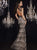 Panoply - Ravishing Bejeweled V-Neck Laced Dress 14754 in Black and Neutral