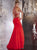 Panoply - Elegant Crew Neck Two-piece Matte Jersey Gown 14756  in Red