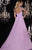 Panoply - Sparkling Beaded Capped Sleeves Gathered Bodice Evening Gown 14763 In Purple
