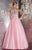 Panoply - Bead Embellished Choker Neck Tulle Ball Gown 14767 in Pink