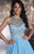 Panoply - Bead Embellished Choker Neck Tulle Ball Gown 14767 in Blue