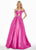Ashley Lauren - 1476 Beaded Plunging Off-Shoulder Ballgown With Train In Pink