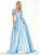 Ashley Lauren - 1476 Beaded Plunging Off-Shoulder Ballgown With Train In Blue