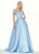 Ashley Lauren - 1476 Beaded Plunging Off-Shoulder Ballgown With Train In Blue