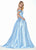 Ashley Lauren - 1476 Beaded Plunging Off-Shoulder Ballgown With Train In Blue