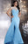 Panoply - Embellished Bateau Neck Matte Jersey Trumpet Dress 14780 in Blue