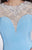 Panoply - Embellished Bateau Neck Matte Jersey Trumpet Dress 14780 in Blue