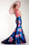Panoply Floral Print Mikado Trumpet Gown in Royal Rose 14805