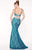 Panoply - Beaded Lace Halter Neckline Long Dress 14832 In Blue and Neutral