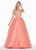 Ashley Lauren - 1483 Embroidered Plunging Sweetheart Ballgown In Pink and Orange
