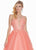 Ashley Lauren - 1483 Embroidered Plunging Sweetheart Ballgown In Pink and Orange