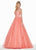 Ashley Lauren - 1483 Embroidered Plunging Sweetheart Ballgown In Pink and Orange