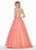Ashley Lauren - 1483 Embroidered Plunging Sweetheart Ballgown In Pink and Orange